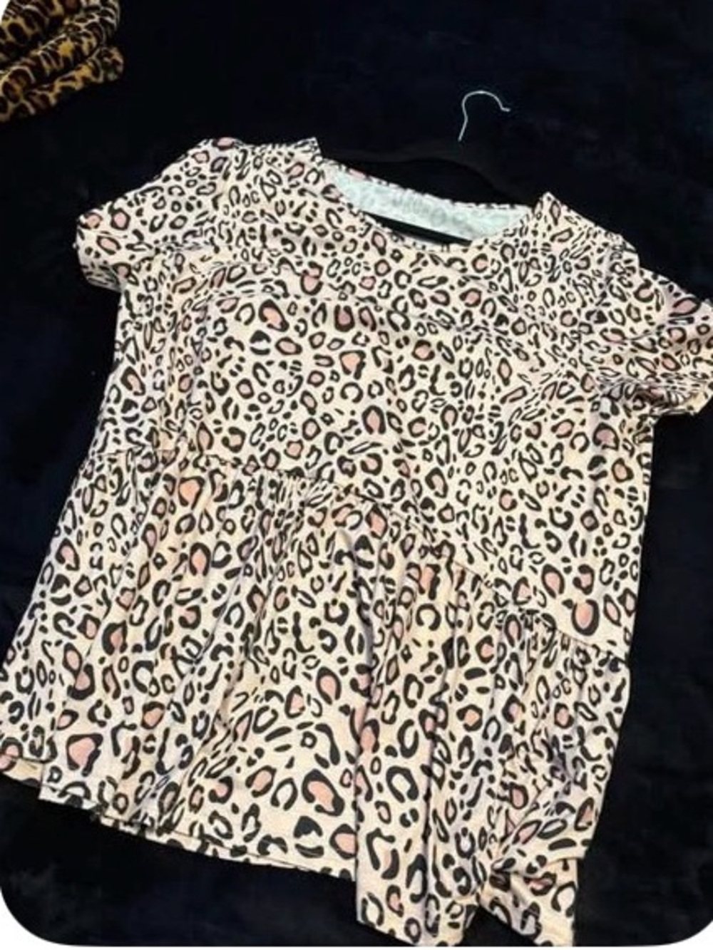 Leopard Print Short Sleeve Top - Pink & Black